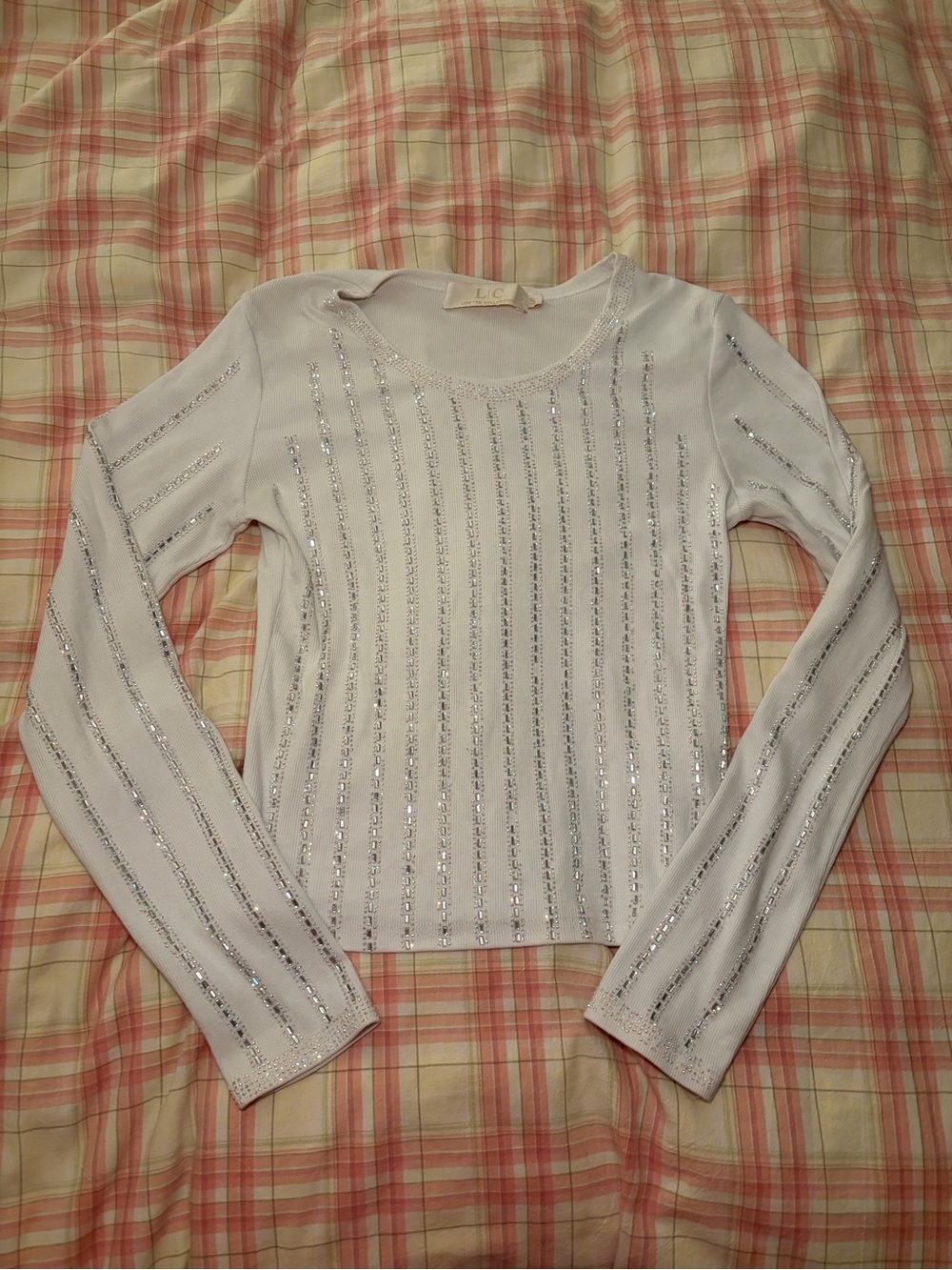 Y2K Lizette Collection Off-White Beaded Top